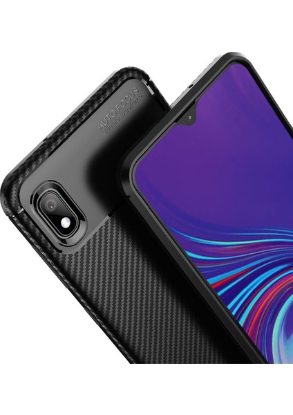 Samsung Galaxy A10 Maxy Serisi Carbon Fiber Silikon TPU Kılıf Siyah