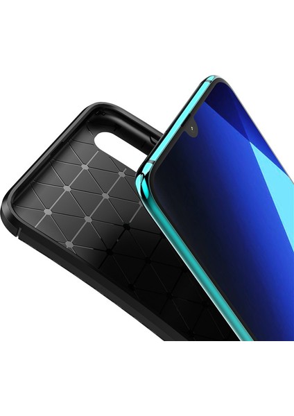 Samsung Galaxy A50 Maxy Serisi Carbon Fiber Silikon TPU Kılıf Siyah