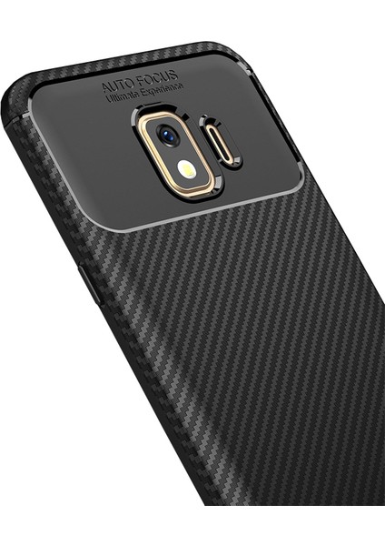 Samsung Galaxy J2 Core Maxy Serisi Carbon Fiber Silikon TPU Kılıf Siyah