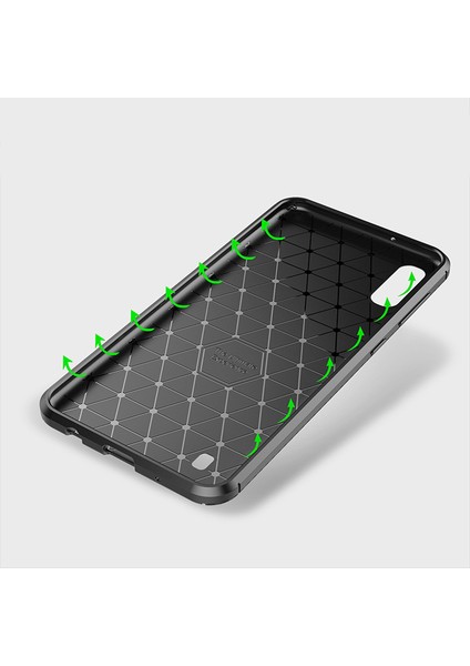 Samsung Galaxy M10 Maxy Serisi Carbon Fiber Silikon TPU Kılıf Siyah