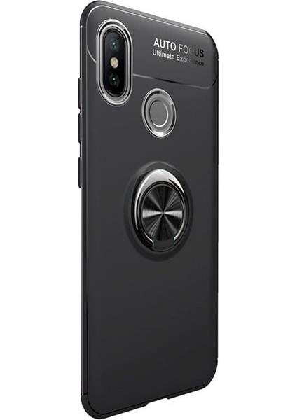 Xiaomi Mi 8 SE Focus Serisi Yüzük Standlı Silikon Kılıf Siyah