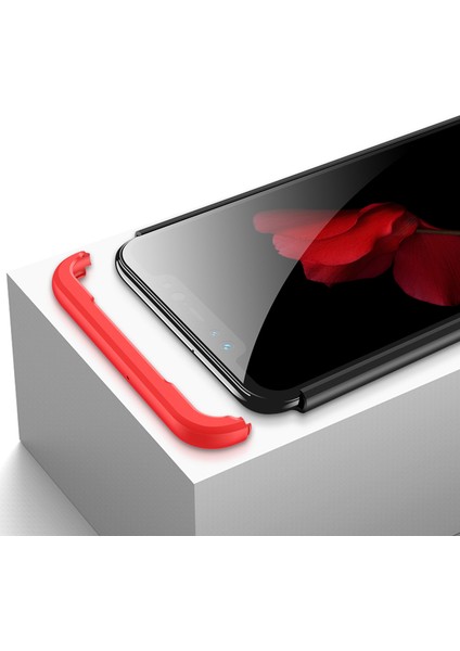 Xiaomi Mi 8 Tam Koruma Kapak 360 Derece Kılıf Kırmızı-Siyah modelleri