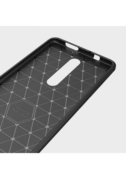 Xiaomi Mi 9T Brushed Carbon Fiber Silikon TPU Kılıf Siyah