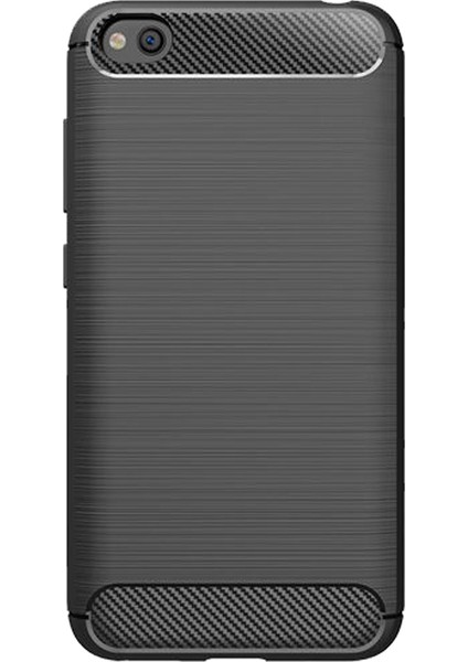 Xiaomi Redmi Go Brushed Carbon Fiber Silikon TPU Kılıf Siyah