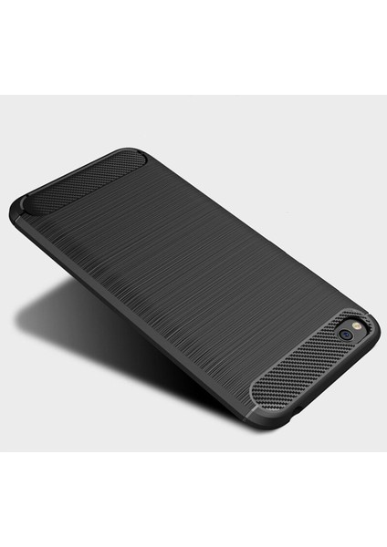 Xiaomi Redmi Go Brushed Carbon Fiber Silikon TPU Kılıf Siyah