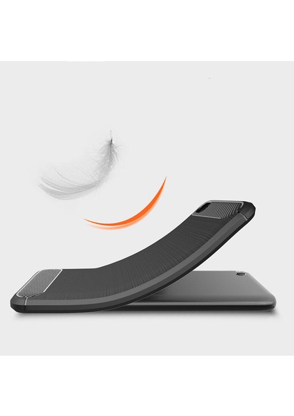 Xiaomi Redmi Go Brushed Carbon Fiber Silikon TPU Kılıf Siyah