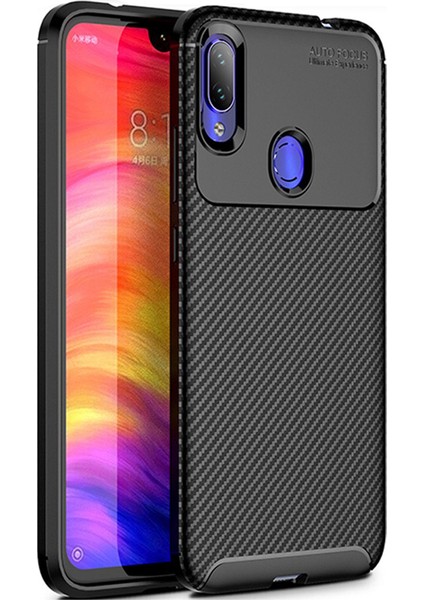 Xiaomi Redmi Note 7 Maxy Serisi Carbon Fiber Silikon TPU Kılıf Siyah