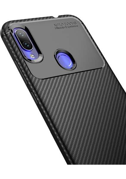 Xiaomi Redmi Note 7 Maxy Serisi Carbon Fiber Silikon TPU Kılıf Siyah