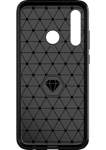 Microce Huawei P Smart Plus 2019 Brushed Carbon Fiber Silikon TPU Kılıf Siyah