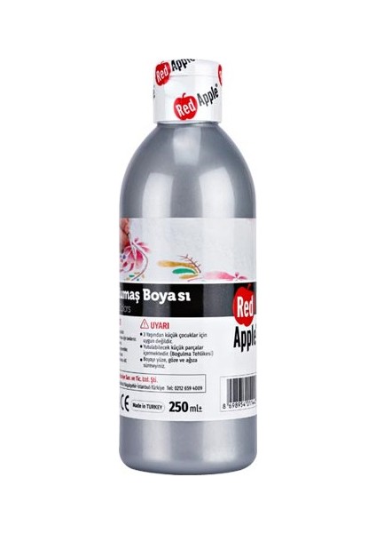 Red Apple  Yaldız Kumaş Boyası 250 Ml. Metalik Gümüş