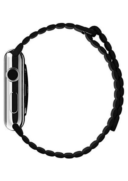 Apple Watch Uyumlu Series 2 42 mm Twist Leather Loop Kordon Siyah