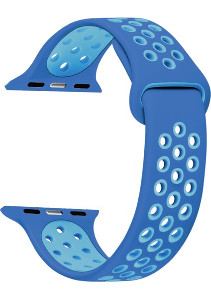 Apple Watch Uyumlu Series 4 44 mm Rainbow Sport Band Kordon Açık Mavi