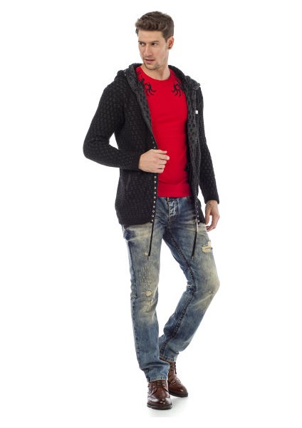 Cipo&Baxx CD493 Cep İşlemeli Zincirli Yırtık Erkek Kot Pantolon