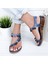 Limoya Lilah Kot-Mavi Hakiki Deri Para Detaylı Sandalet