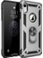 Apple iPhone XR Kılıf Yüzüklü Standlı Tank Silikon + Kırılmayan Esnek Nano Cam 1