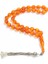 925 Ayar Gümüş Püsküllü Turuncu Renk Sıkma Kehribar Tesbih 1