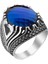 Fasetalı Zirkon Mavi Taşlı Gümüş Erkek Yüzük 1
