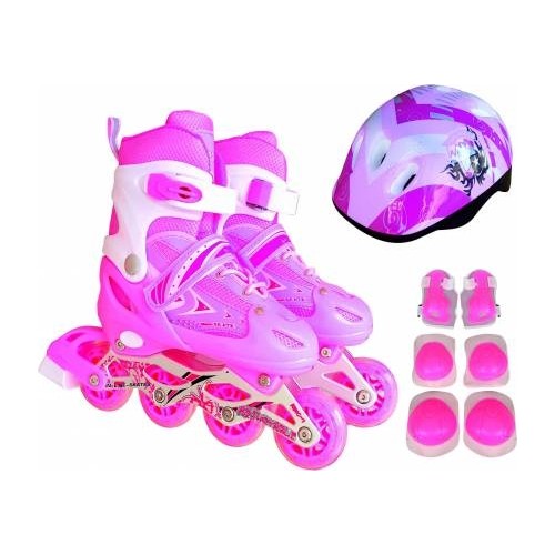 Excalibur Alıştırma Pateni, Kask ve Koruyucu Set Pembe