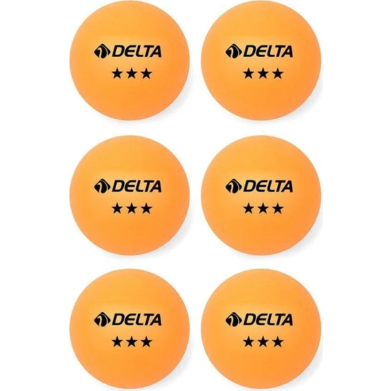 Delta 3 Yıldız Turuncu 6 Adet Masa Tenisi Topu Pinpon Topu