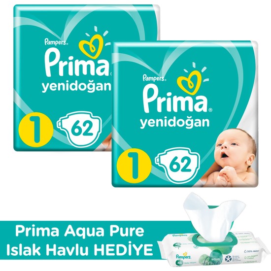 Prima Bebek Bezi Yeni Bebek 1 Beden 124 Adet Yenidoğan