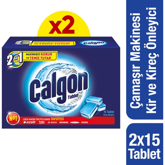 Calgon Çamaşır Makinesi Kireç Önleyici Tablet 15'li x 2 Adet