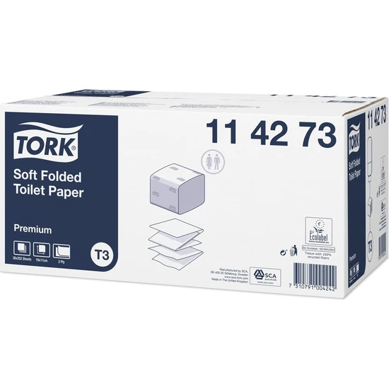 Tork Premium C Katlamalı Tuvalet Kağıdı 252 Yaprak Koli Içi 30 Paket
