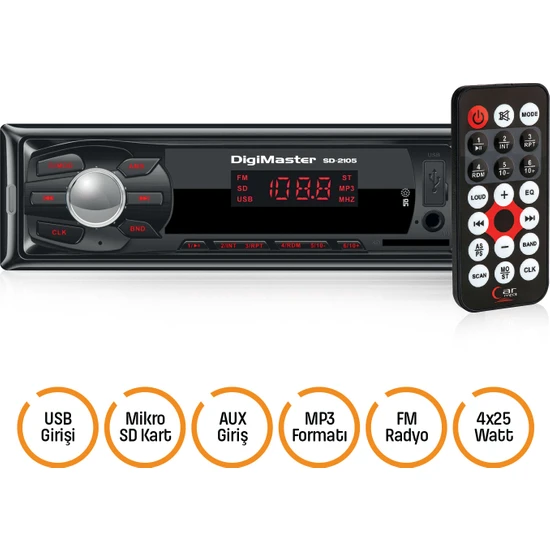 Goldmaster / Digimaster SD-2105 Uzaktan Kumandalı - MP3 Özellikli Oto Teyp