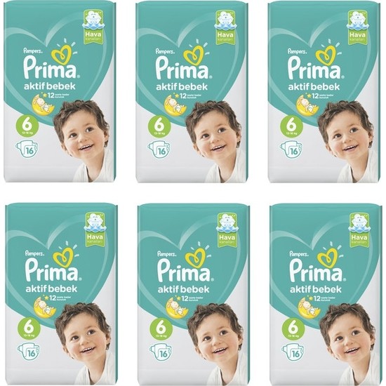 Prima 6 Numara 16 X 6= 96� lı Bebek Bezi 1318 kg Fiyatı