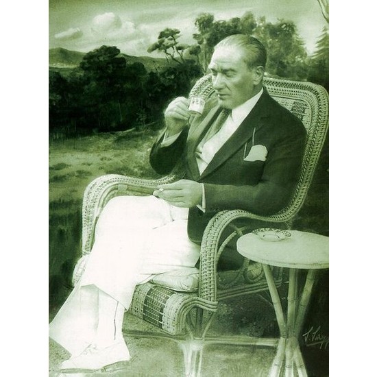 Tablosan Atatürk Kahve Içerken Kanvas Tablo Fiyatı
