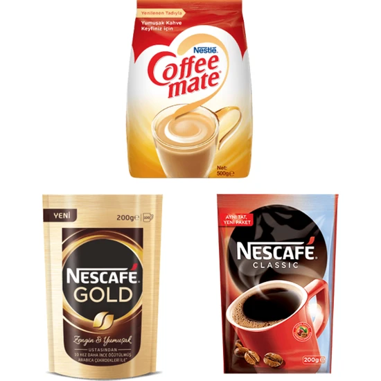 Nescafe Classic 200 gr + Nescafe Gold 200 gr + Coffee Mate 500 gr