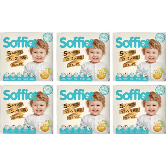 Soffio Bebek Bezi 5 Numara 6 x 23=138 Adet Bez 6�lı Paket Fiyatı