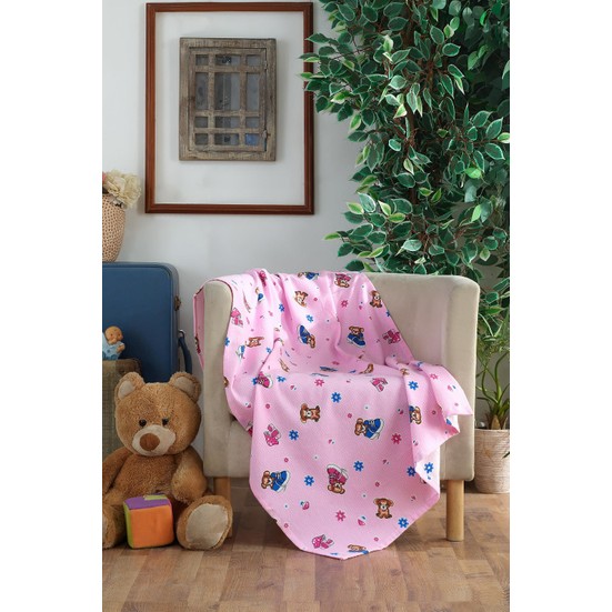 Lady Moda 100 Pamuklu Bebek Battaniyesi Pink Bear Fiyatı