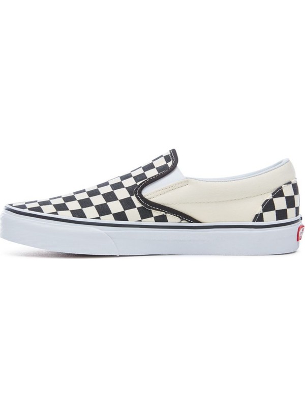 vans checkerboard slip on silver