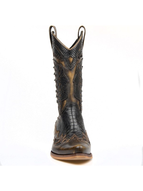 Erkek Kovboy Cizmesi Konyak Erkek Kovboy Cizmesi 6557 5728 Antik Siyah Yakma Eskiden Siyah Monako