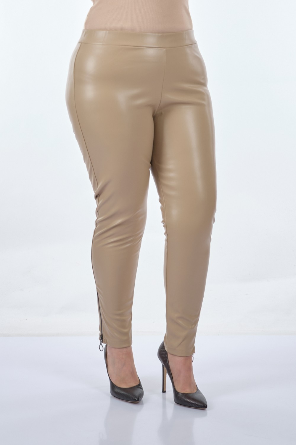 Vedi-Bb Minimalist Fermuarlı Günlük Kadın Tayt - Slim Fit görsel 3