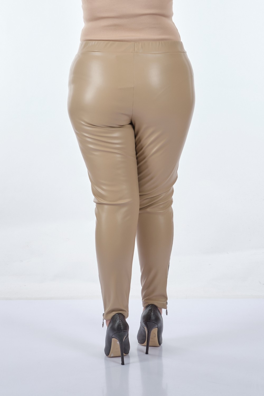 Vedi-Bb Minimalist Fermuarlı Günlük Kadın Tayt - Slim Fit görsel 4