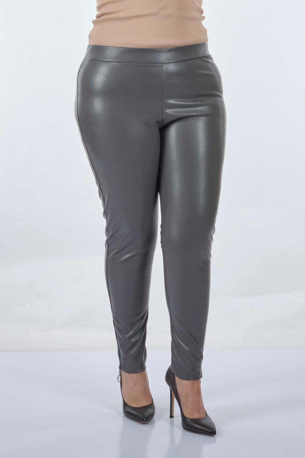 Vedi-Bb Minimalist Fermuarlı Günlük Kadın Tayt - Slim Fit görsel 7