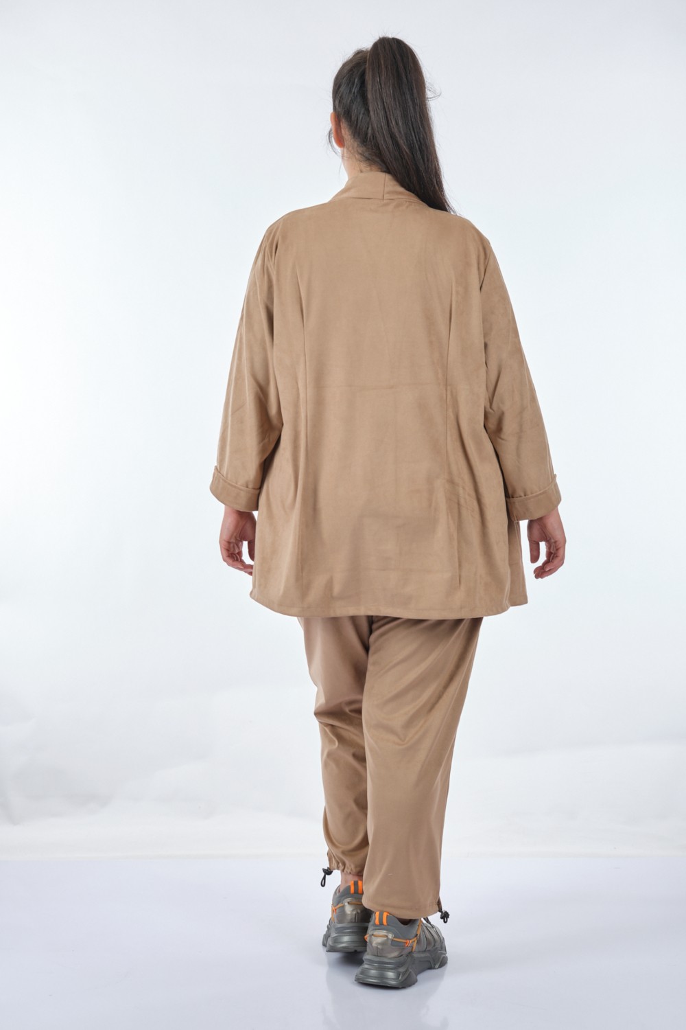 Vedi-Bb Oversize Kadife Ceket Takım - Minimalist Günlük Stil - 3/4 Kol görsel 4