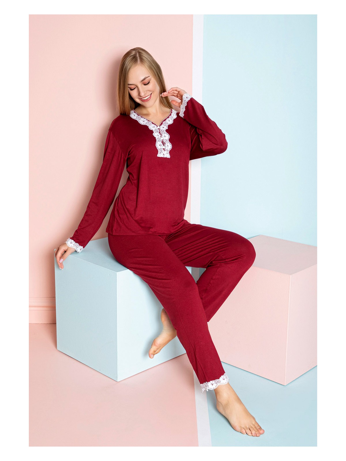 Nisanca Uzun Kollu Bambu Anne Pijama Takımı- Genç Anne Serisi - Görsel 4