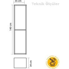 Ertekpa Galata Boy Dolabı Antrasit  140X35X34 cm