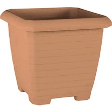 ToXA 44 Litre Tabaksız Mocha Kare Büyük Boy Plastik Bahçe Çiçek Saksısı Hisar Kale No4