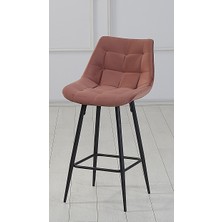 Pi Sandalye 2 Adet Dona Ada Mutfak ve Bar Sandalyesi - Bar Taburesi - Silinebilir Babyface Kumaş - Metal Ayak