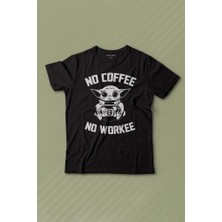 Kendim Seçtim Baby Yoda No Starbucks Coffee No Workee Star Wars Mandalorian Kahve Baskılı Çocuk T-Shirt