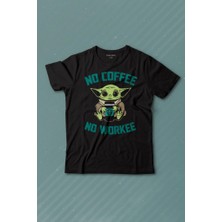 Kendim Seçtim Baby Yoda No Starbucks Coffee No Workee Star Wars Mandalorian Kahve Baskılı Çocuk T-Shirt
