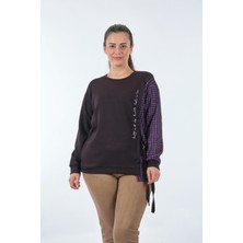 Vedi-Bb Yuvarlak Yaka Büyük Beden Uzun Kollu Siyah Kadın Sweatshirt 22233313