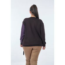 Vedi-Bb Yuvarlak Yaka Büyük Beden Uzun Kollu Siyah Kadın Sweatshirt 22233313