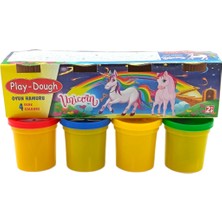 PopŞeker PopŞeker Unicorn 4'lü Doğal Oyun Hamuru Seti 100GR.X4 Renk Doğal Oyun Hamuru Seti