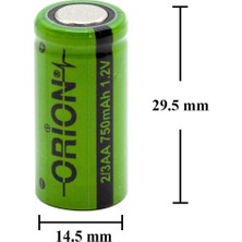 Orion 1.2V Ni-Mh 2/3AA 750MAH Şarj Edilebilir Pil