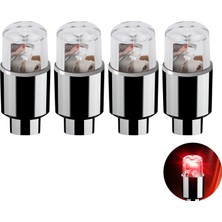 4pcs Valf Çekirdek Kapak Işıkları Uzun Pil Ömrü Dekorasyon Tekerlek Göbeği Parlayan Valf