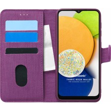 Microsonic Samsung Galaxy A03 Kılıf Fabric Book Wallet Mor